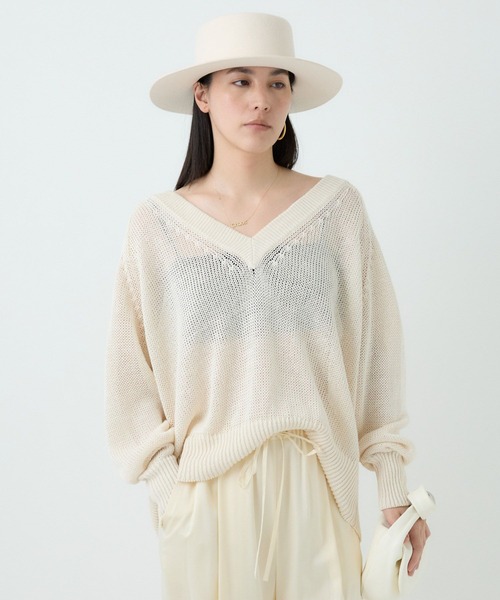 Chaos（カオス）の「Chaos(カオス)/タラスコットンニット（ニット/セーター・レディース・ダークネイビー/ホワイト系その他・FREE）」の8枚目の写真