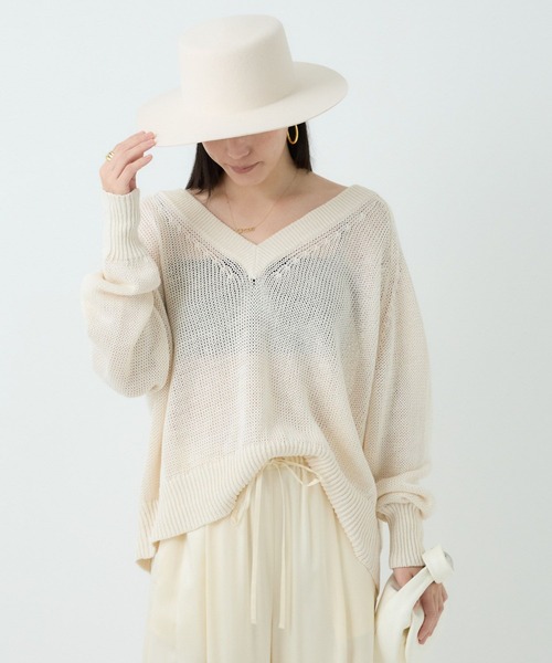 Chaos（カオス）の「Chaos(カオス)/タラスコットンニット（ニット/セーター・レディース・ダークネイビー/ホワイト系その他・FREE）」の10枚目の写真