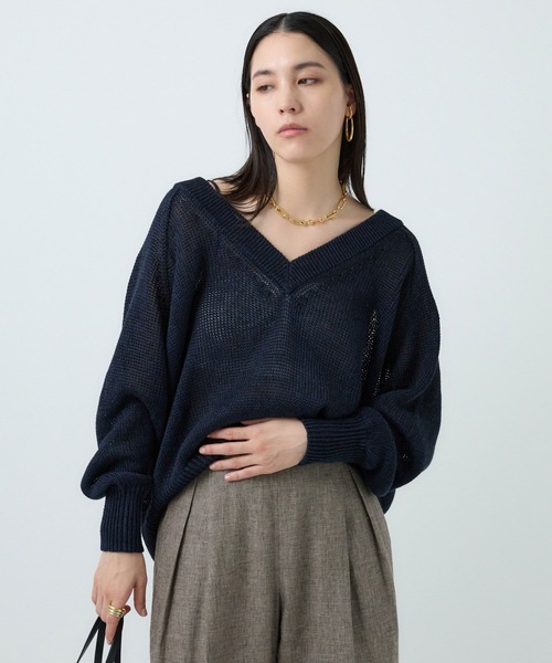 Chaos（カオス）の「Chaos(カオス)/タラスコットンニット（ニット/セーター・レディース・ダークネイビー/ホワイト系その他・FREE）」の16枚目の写真