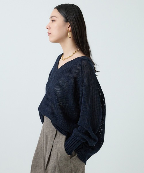 Chaos（カオス）の「Chaos(カオス)/タラスコットンニット（ニット/セーター・レディース・ダークネイビー/ホワイト系その他・FREE）」の17枚目の写真