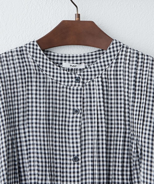 NAO（ナオ）の「【コットン100%】フレンチスリーブタックワンピース（ワンピース・レディース・ブラック/ストライプ/チェック・FREE）」の17枚目の写真