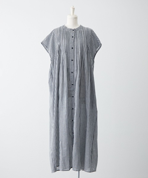 NAO（ナオ）の「【コットン100%】フレンチスリーブタックワンピース（ワンピース・レディース・ブラック/ストライプ/チェック・FREE）」の12枚目の写真