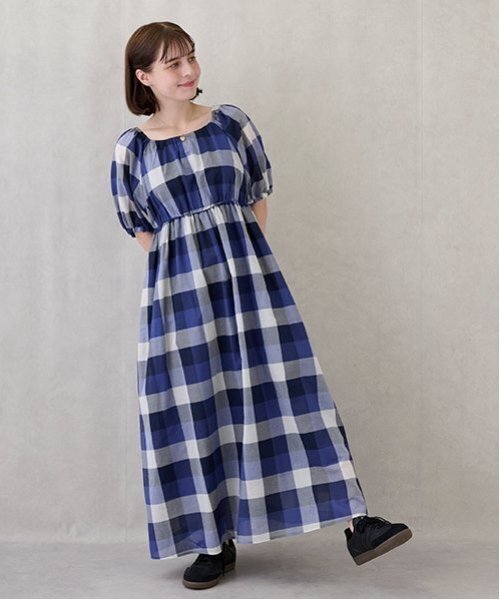 セール】【リンク】肩あきチェックワンピース（ワンピース）｜petit