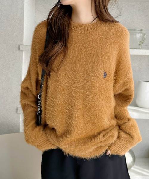 セール】【U.S. POLO ASSN.】フェザーニット クルーネック セーター