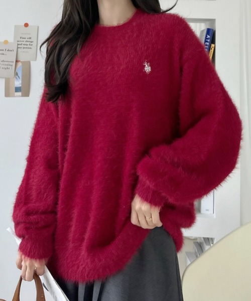 U.S. POLO ASSN.(ユーエスポロアッスン)の「【U.S. POLO ASSN.】フェザーニット クルーネック セーター(ニット/セーター・レディース・ネイビー/ブルーグレー/ダークオレンジ/ライトベージュ/レッド/チャコール・M/L)」の18枚目の写真
