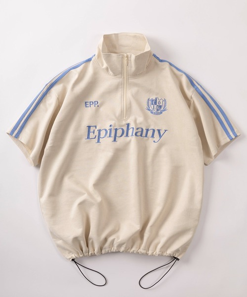 SlashDate（スラッシュデイト）の「【85】カットスウェード サイドライン 刺繍ロゴ ハーフジップ ゲームシャツ オーバーサイズ（Tシャツ/カットソー・メンズ・チャコールグレー/アイボリー/ネイビー・M/L）」の2枚目の写真