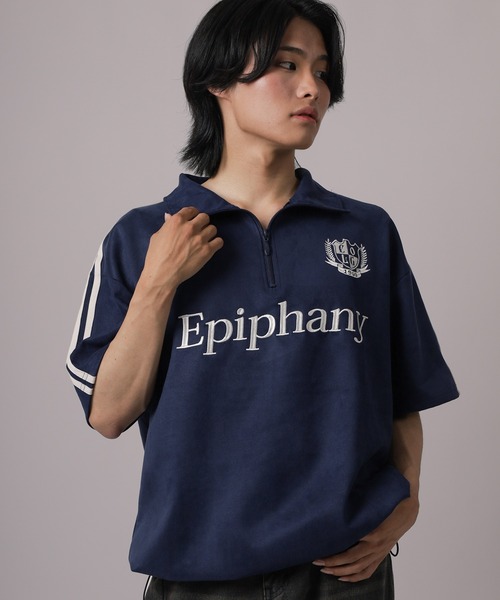 SlashDate（スラッシュデイト）の「【85】カットスウェード サイドライン 刺繍ロゴ ハーフジップ ゲームシャツ オーバーサイズ（Tシャツ/カットソー・メンズ・チャコールグレー/アイボリー/ネイビー・M/L）」の21枚目の写真