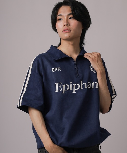 SlashDate（スラッシュデイト）の「【85】カットスウェード サイドライン 刺繍ロゴ ハーフジップ ゲームシャツ オーバーサイズ（Tシャツ/カットソー・メンズ・チャコールグレー/アイボリー/ネイビー・M/L）」の20枚目の写真