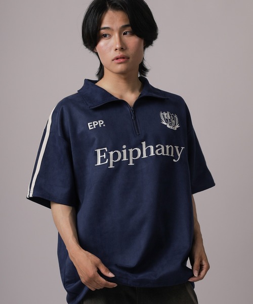 SlashDate（スラッシュデイト）の「【85】カットスウェード サイドライン 刺繍ロゴ ハーフジップ ゲームシャツ オーバーサイズ（Tシャツ/カットソー・メンズ・チャコールグレー/アイボリー/ネイビー・M/L）」の19枚目の写真