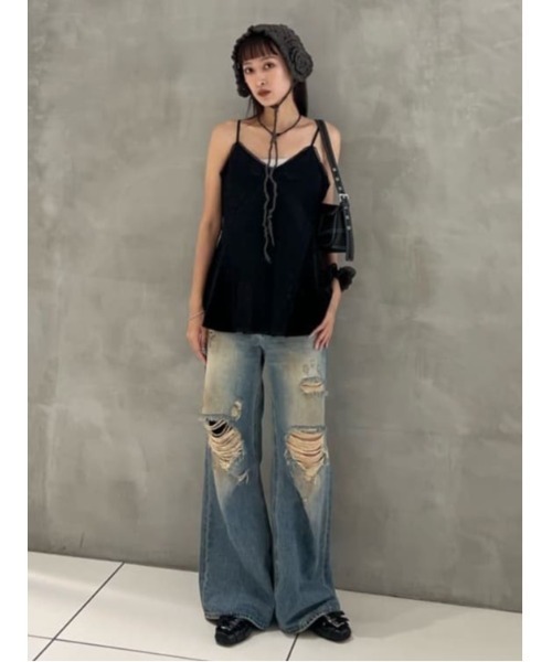 SLY SHEER FLOWER CAMI シアーフラワーキャミシアートップス SHEER SQUEEZE CAMI TOPS シアー スクウィーズ キャミ トップス
