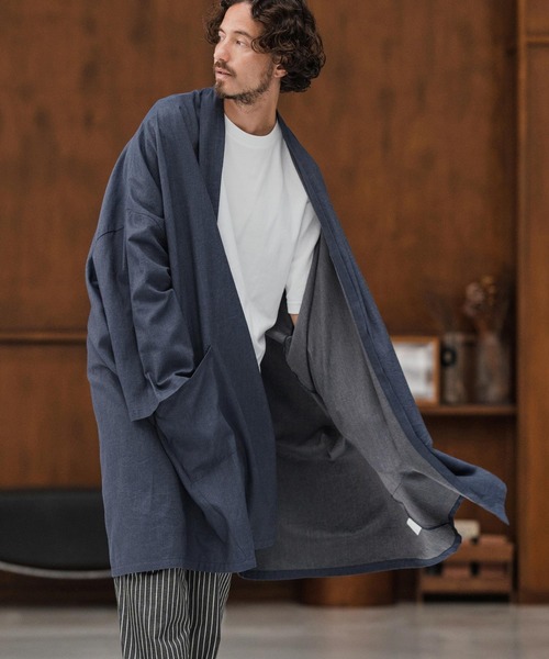 mcg3661-Chambray KIMONO Like Gown ガウン（カーディガン/ボレロ