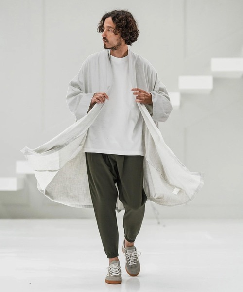 CAMBIO(カンビオ)の「mcg3661-Chambray KIMONO Like Gown ガウン(カーディガン/ボレロ・メンズ・アイボリー/チャコール/ネイビー・S/M/L)」の10枚目の写真