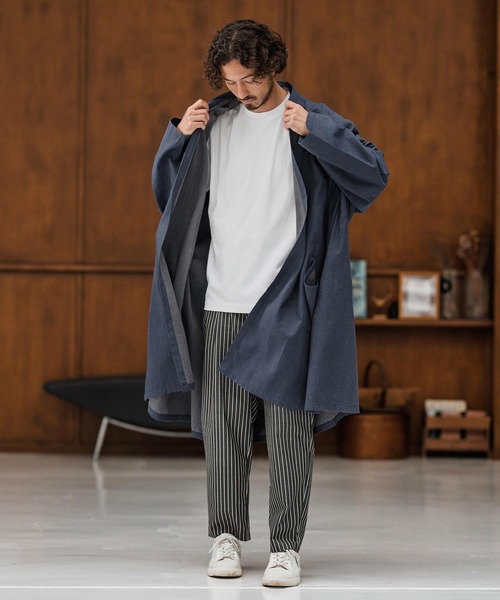 mcg3661-Chambray KIMONO Like Gown ガウン（カーディガン/ボレロ