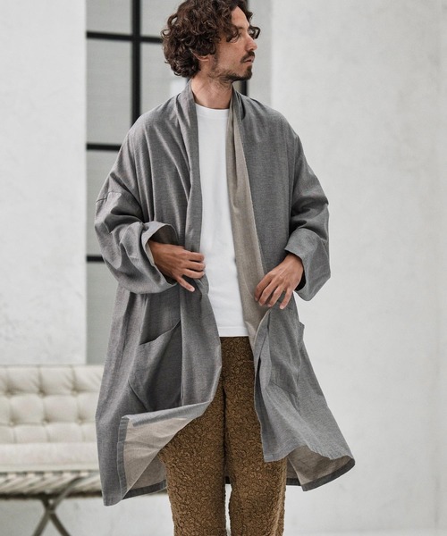 mcg3661-Chambray KIMONO Like Gown ガウン（カーディガン