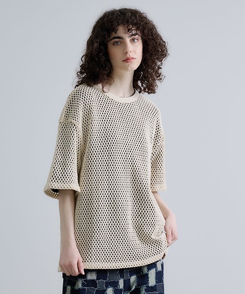 Revo.(レボ)の「Revo. コットンメッシュ クルーネックTシャツ(Tシャツ/カットソー・メンズ・アイボリー/ホワイト系その他2/ホワイト系その他・1/2)」の1枚目の写真