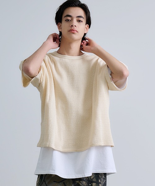 Revo.(レボ)の「Revo. コットンメッシュ クルーネックTシャツ(Tシャツ/カットソー・メンズ・アイボリー/ホワイト系その他2/ホワイト系その他・1/2)」の5枚目の写真