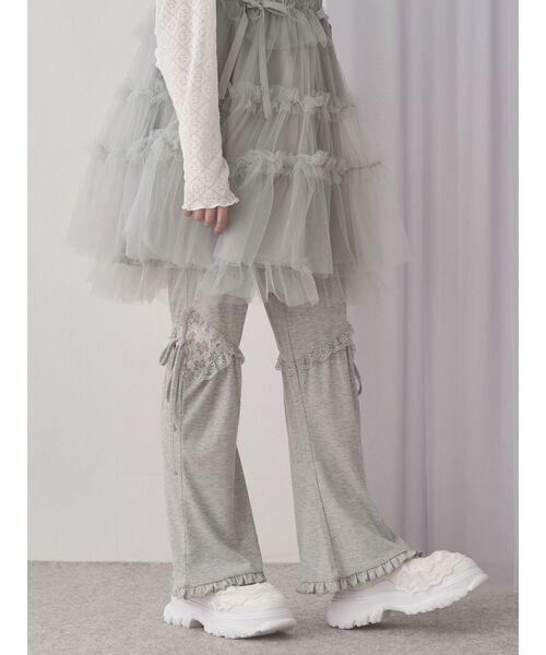 merry jenny（メリージェニー）の「レースカットフリルリブパンツ（スウェットパンツ・レディース・グレー/ブラック・FREE）」の19枚目の写真