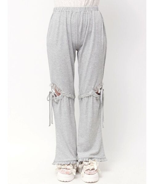 merry jenny（メリージェニー）の「レースカットフリルリブパンツ（スウェットパンツ・レディース・グレー/ブラック・FREE）」の13枚目の写真