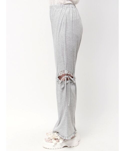 merry jenny（メリージェニー）の「レースカットフリルリブパンツ（スウェットパンツ・レディース・グレー/ブラック・FREE）」の14枚目の写真