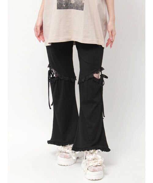 【即日発送】merry jennyレースカットフリルリブパンツ　新品 セール】レースカットフリルリブパンツ（スウェットパンツ