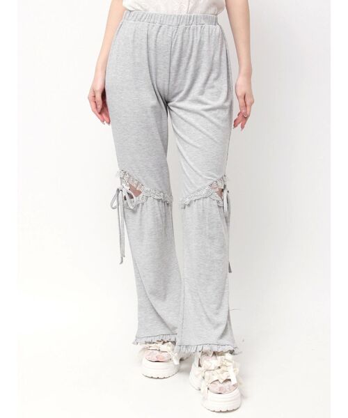 merry jenny（メリージェニー）の「レースカットフリルリブパンツ（スウェットパンツ・レディース・グレー/ブラック・FREE）」の12枚目の写真