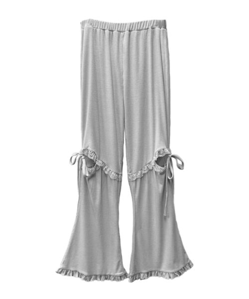 merry jenny（メリージェニー）の「レースカットフリルリブパンツ（スウェットパンツ・レディース・グレー/ブラック・FREE）」の14枚目の写真