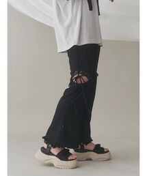 merry jenny | レースカットフリルリブパンツ(スウェットパンツ)