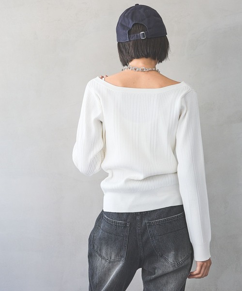 PAGEBOY(ページボーイ)の「ランダムリブ2WAYカーディガン(Tシャツ/カットソー・レディース・オフホワイト/ブラック/ダークブラウン・FREE)」の9枚目の写真
