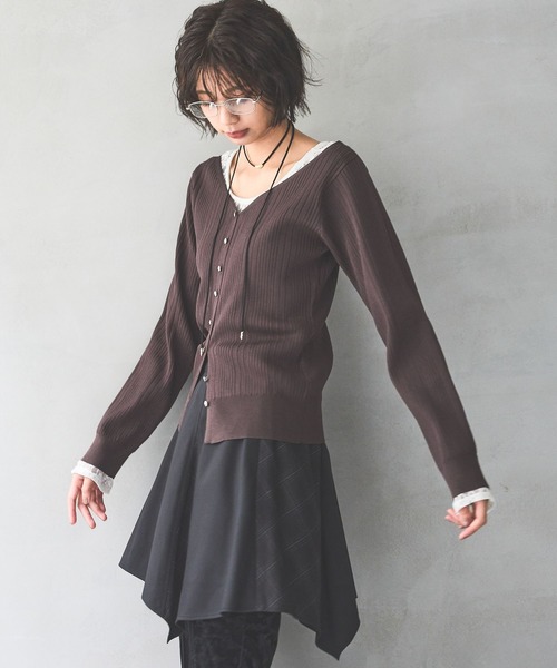 セール】ランダムリブ2WAYカーディガン（Tシャツ/カットソー