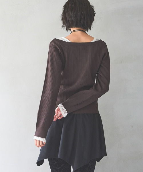PAGEBOY(ページボーイ)の「ランダムリブ2WAYカーディガン(Tシャツ/カットソー・レディース・オフホワイト/ブラック/ダークブラウン・FREE)」の15枚目の写真