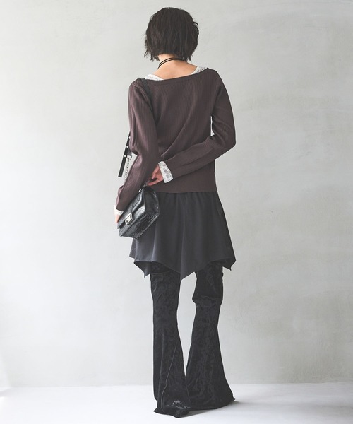 PAGEBOY(ページボーイ)の「ランダムリブ2WAYカーディガン(Tシャツ/カットソー・レディース・オフホワイト/ブラック/ダークブラウン・FREE)」の11枚目の写真