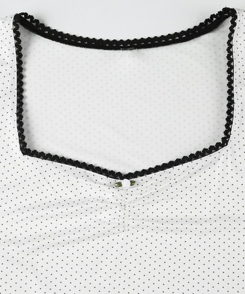 gossip！ロサンゼルス（ゴシップロサンゼルス）の「【Y2Kガーリー】ヴィンテージ風ドット柄スクエアネックTシャツ（Tシャツ/カットソー・レディース・ホワイト・M）」の11枚目の写真