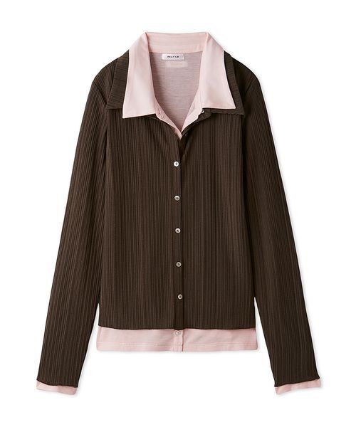 フレイアイディー FRAY I.D レイヤードポロカットソー ブラウン レイヤードポロカットソー（Tシャツ/カットソー）｜FRAY I.D