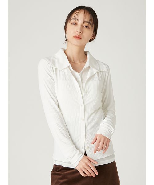 FRAY I.D(フレイアイディー)の「レイヤードポロカットソー(Tシャツ/カットソー・レディース・ネイビー/ブラウン/アイボリー・F)」の14枚目の写真