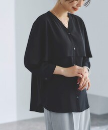 【羽織りとしても活躍!】ケープカラーブラウス