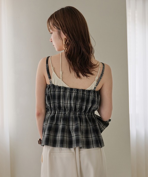 mideal オンブレチェックダブルリボンビスチェ ombre check double ribbon bustier / オンブレチェックダブル
