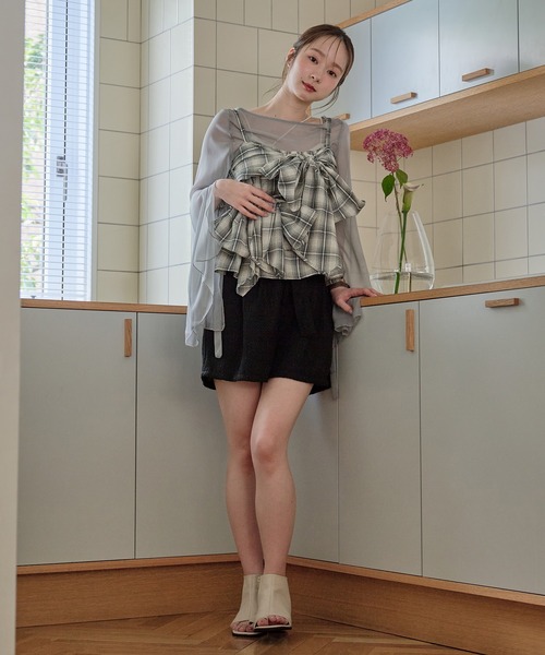 mideal オンブレチェックダブルリボンビスチェ ブラック mideal オンブレチェックダブルリボンビスチェ ブラック - メルカリ