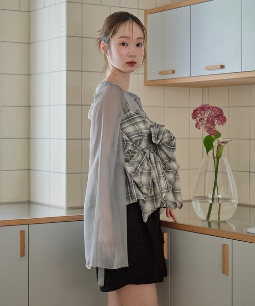 mideal（マイディール）の「ombre check double ribbon bustier