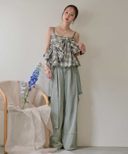 mideal（マイディール）の「ombre check double ribbon bustier