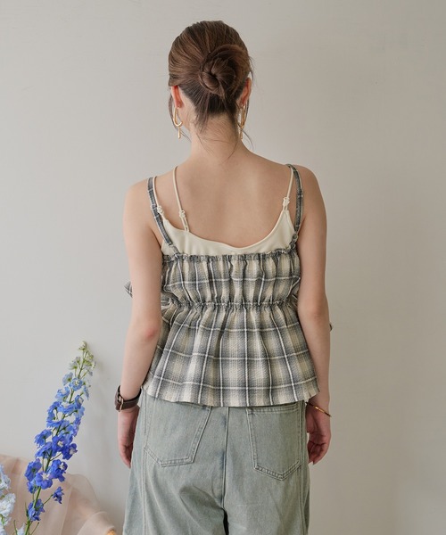 mideal オンブレチェックダブルリボンビスチェ ombre check double ribbon bustier / オンブレチェックダブル