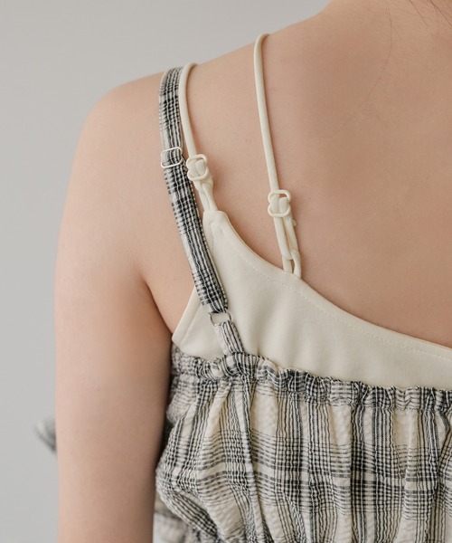 mideal オンブレチェックダブルリボンビスチェ ombre check double ribbon bustier / オンブレチェックダブル