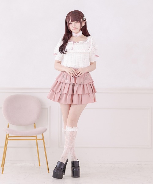 Pal elfy（パルエルフィー）の「チョーカー付き姫フリルニット（ニット/セーター・レディース・オフホワイト/ブラック・フリー）」の6枚目の写真