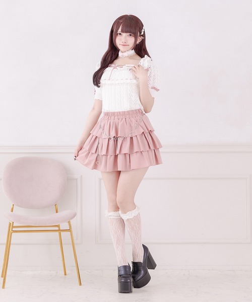 Pal elfy（パルエルフィー）の「チョーカー付き姫フリルニット（ニット/セーター・レディース・オフホワイト/ブラック・フリー）」の7枚目の写真