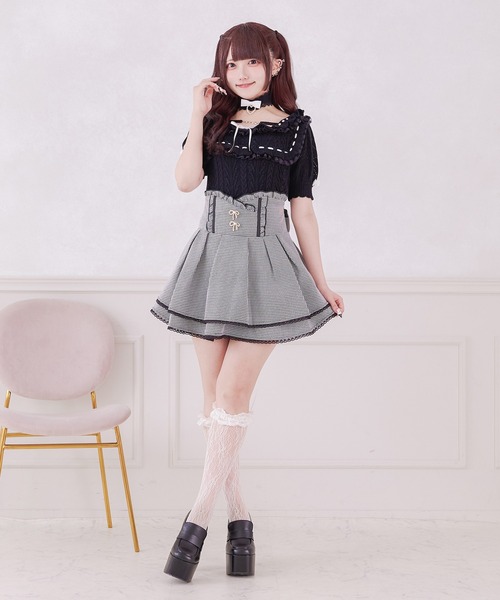 Pal elfy（パルエルフィー）の「チョーカー付き姫フリルニット（ニット/セーター・レディース・オフホワイト/ブラック・フリー）」の12枚目の写真