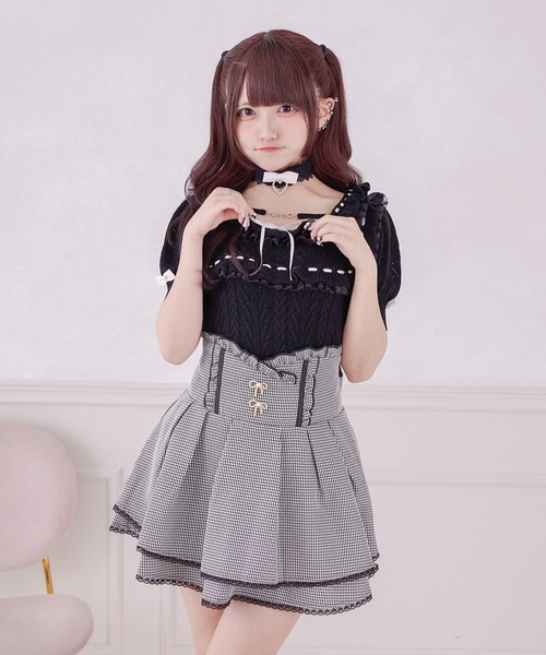 Pal elfy（パルエルフィー）の「チョーカー付き姫フリルニット（ニット/セーター・レディース・オフホワイト/ブラック・フリー）」の9枚目の写真