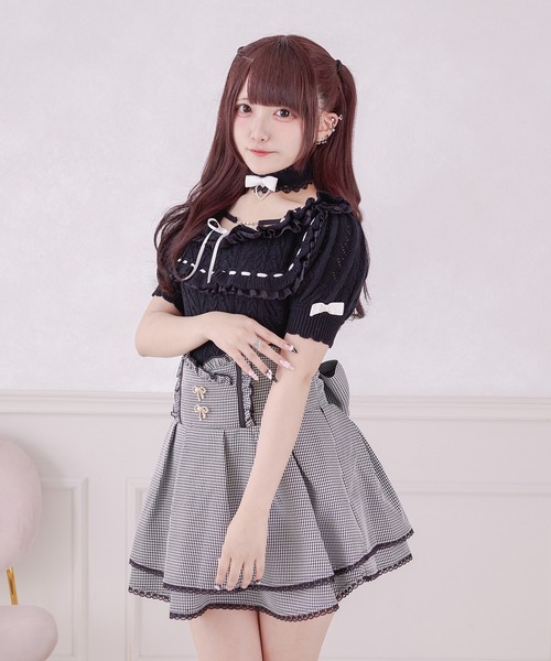 Pal elfy（パルエルフィー）の「チョーカー付き姫フリルニット（ニット/セーター・レディース・オフホワイト/ブラック・フリー）」の10枚目の写真