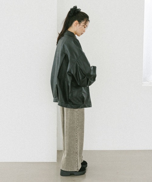 Heather（ヘザー）の「フェイクレザーBIGブルゾン2　588035（ブルゾン・レディース・キャメル/ブラウン系/ブラック/ブラウン・FREE）」の8枚目の写真