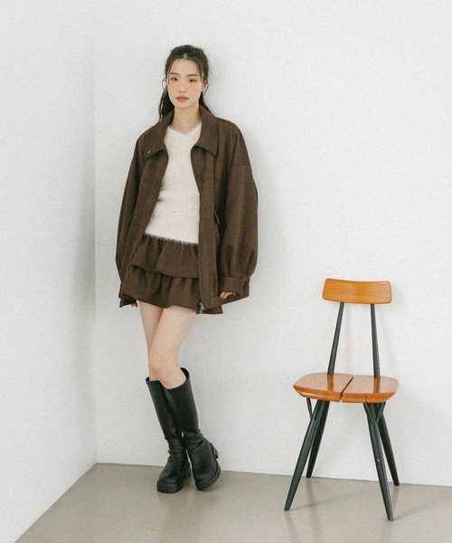 Heather（ヘザー）の「フェイクレザーBIGブルゾン2　588035（ブルゾン・レディース・キャメル/ブラウン系/ブラック/ブラウン・FREE）」の16枚目の写真