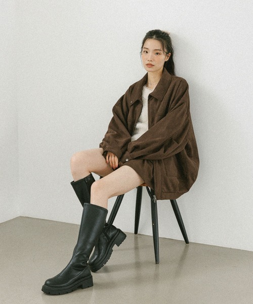 Heather（ヘザー）の「フェイクレザーBIGブルゾン2　588035（ブルゾン・レディース・キャメル/ブラウン系/ブラック/ブラウン・FREE）」の14枚目の写真