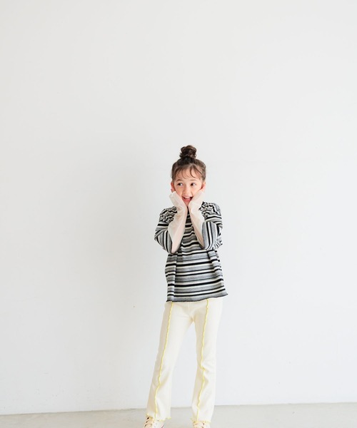 BAYFLOW（ベイフロー）の「[レイヤード風デザイン☆]ボーダーシアーT(KIDS)（Tシャツ/カットソー・キッズ・ブルー/ブラック/グレー・110cm/120cm/130cm/140cm/150cm）」の11枚目の写真